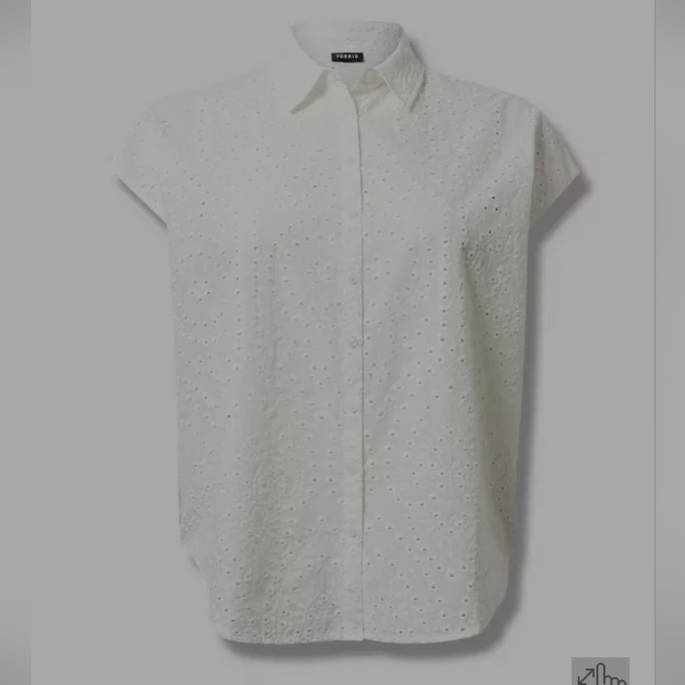 torrid White Eyelet Cotton Voile Dolman  Shirt NWT size 1X